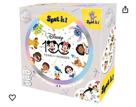 Spot It! Disney 100 Years of Wonder Card Game | Fast-Paced Symbol Matching Obser