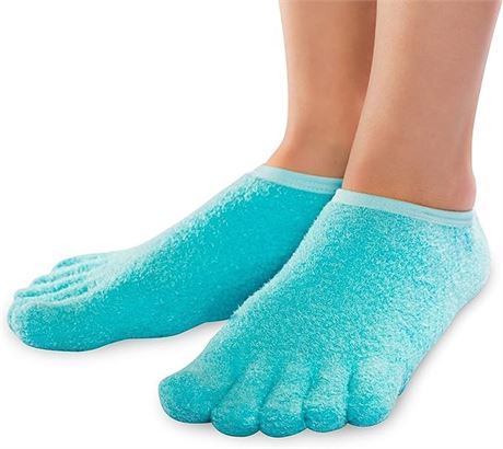 SIZE:M NatraCure 5-Toe Gel Moisturizing Socks Helps Dry Feet, Cracked Heels,
