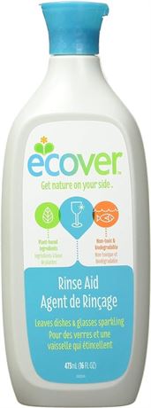 Ecover Dishwasher Rinse Aid, Naturally-Derived and Biodegradable Formula to Reduce Water Spots and Smudges on Dishes, Fragrance Free, 473 ml Bottle, 1 Pack