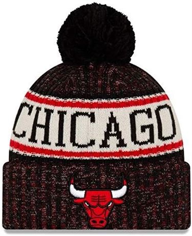 New Era Chicago Bulls 2019 Sideline Sport Knit Winter Pom Knit Hat Cap