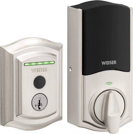 Weiser Halo Touch Satin Nickel WiFi Smart Lock, Keyless Entry Door Lock, Fingerp
