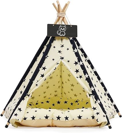 Pet Teepee Pet Tent for Dogs Puppy Cat Bed White Canvas Dog Cute House Pet Teepe
