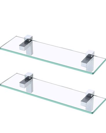 KES Glass Shelves for Bathroom, 15.7-Inch Bathroom Shelf with Rectangle Tempered