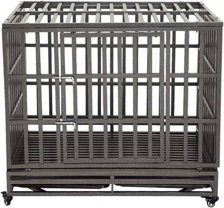 LUCKUP Empire Heavy Duty Dog Cage Metal Kennel and Crate for Medium and Large Do
