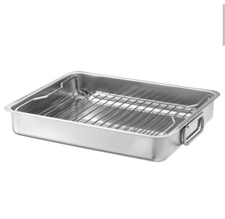 Roasting pan with grill rack, stainless steel, 40x32 cm (16x13 ")