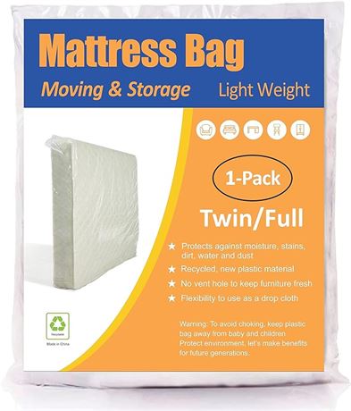 Fits Twin/ Full Size Mattress - ComfortHome Mattress Bag for Moving and Storage