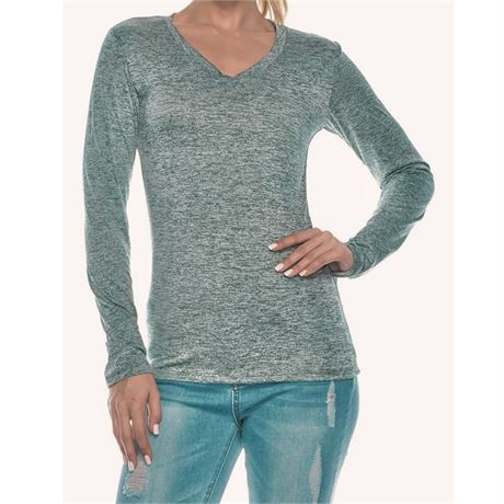 Size XL, Woman’s Workout T Shirt – Long Sleeve V Neck Slim Fit Stretch Casual