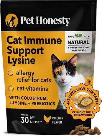 PetHonesty Cat Immune Support Lysine - Cat Allergy Relief - Sneezing, BB 3/25