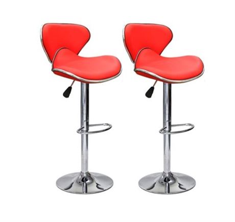 GreenLife® Set of 2 High Back Swivel Adjustable PU Leather Bar Stool Pub Chair,