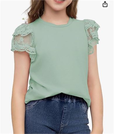 blibean Teen Girls Tshirt Cotton Flowy Short Sleeve Button Tops Size 12 Years