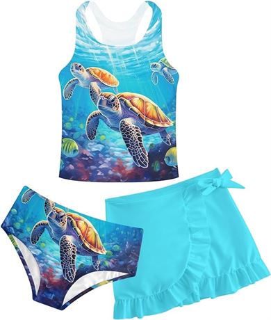 7T, Cutemile Girls Swimsuit 3 Piece Bathing Suit Quick Dry Tankini Set with Cove