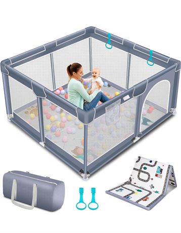 Suposeu Baby Playpen, Play Pen with Mat for Toddlers, Portable Large Baby Fence