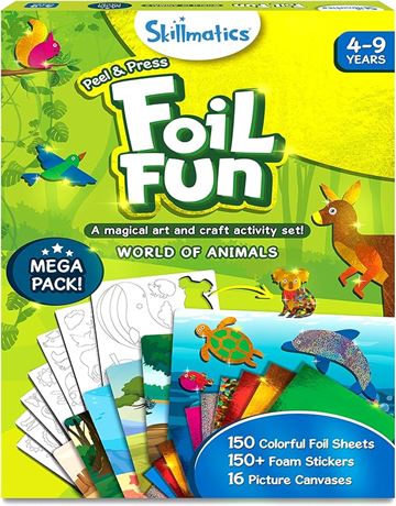 Skillmatics Art & Craft Activity - Foil Fun Animals Mega Pack, No Mess Art for K