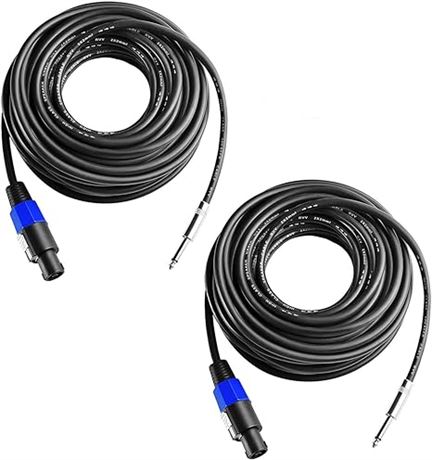 Yoico 2Pcs 25 Feet Professional Speakon to 1/4 Speaker Cable, Pair 25 ft 12 Gaug