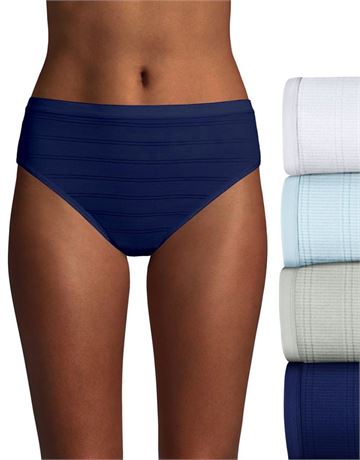 Size: XL, Hanes Ultimate® Women S Comfort Flex Fit® Hi-Cut 4-Pack White/Blue