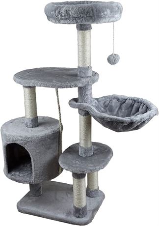 KIYUMI CA09 Cat Tree Cat Tower Sisal Scratching Posts Cat Condo Play House Hammo
