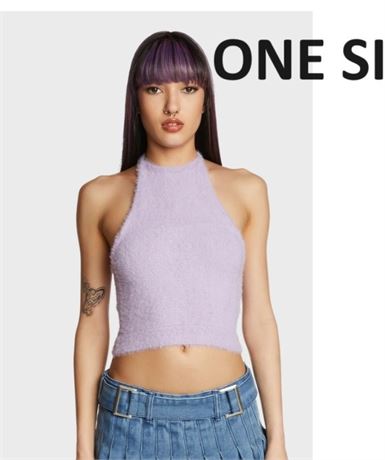 ONE SIZE Future Leaning Crop Top - Purple