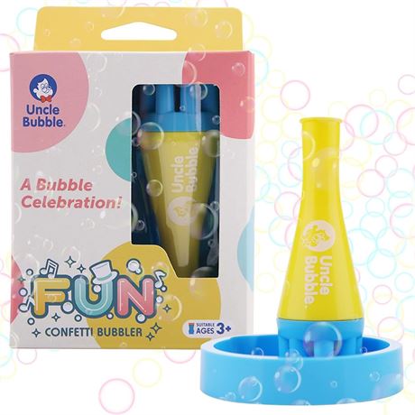 Uncle Bubble Mini Bubble Blower - Non Toxic Plastic Confetti Bubbler, Fun Summer