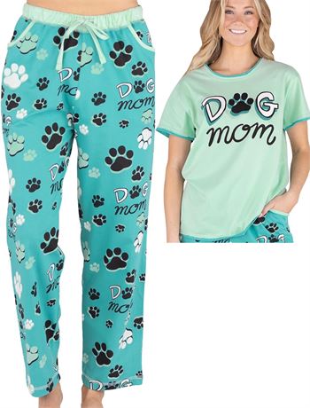 S, Lazy One Pajamas for Women, Cute Pajama Pants and Top Dog Mom