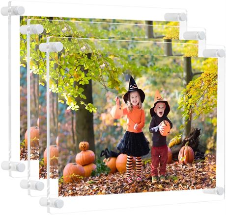 3 Pack-NIUBEE Clear Acrylic 8x10 Wall Mount Picture Frame, Floating Frames
