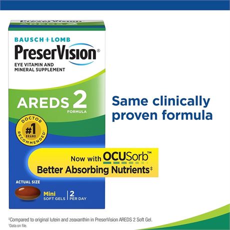 PreserVision AREDS 2 Eye Vitamin & Mineral Supplement, 120 Soft Gels