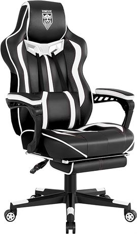Vonesse Gaming Chair White with Footrest PC Computer Gami...