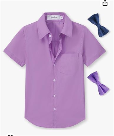 Aimehonpe Boys Short Sleeve Dress Shirts Solid Poplin Soft Stretch Fabrics with