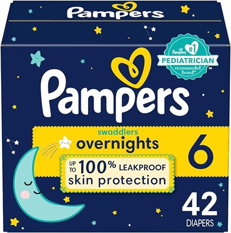Size 6,Pampers Diapers  42 Count - Swaddlers Overnights Disposable Baby Diapers,