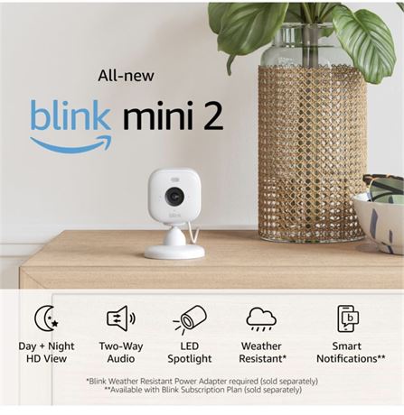 All-new Blink Mini 2 — Plug-in smart security camera, HD night view in color