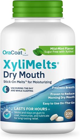 Oracoat XyliMelts Dry Mouth Relief Oral Adhering Discs Mild Mint with Xylitol,