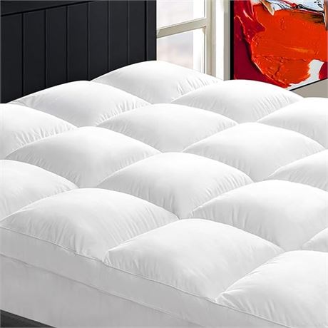 Cooling Mattress Topper Queen for Back Pain, Extra Thick Mattress Pad Cover