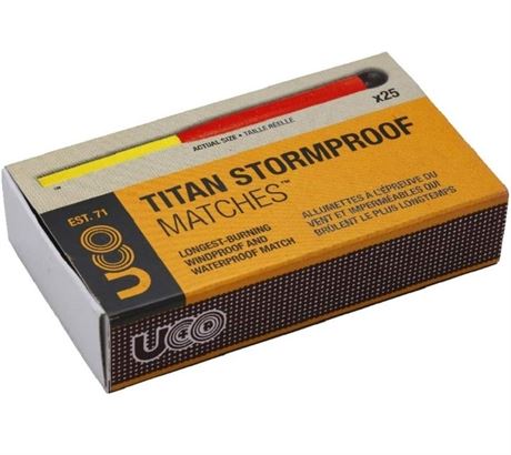UCO Titan Stormproof Long Burning Waterproof and Windproof Matches, 25 Count