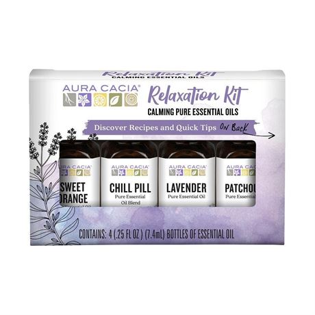 Aura Cacia - Discover Relaxation Kit | Essential Oils | Lavender, Patchouli