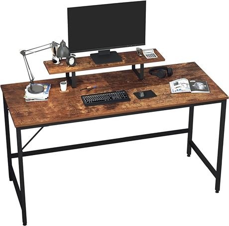 55 Inches, HOMEYFINE Computer Desk, Laptop Table with Storage for Controller, Wo
