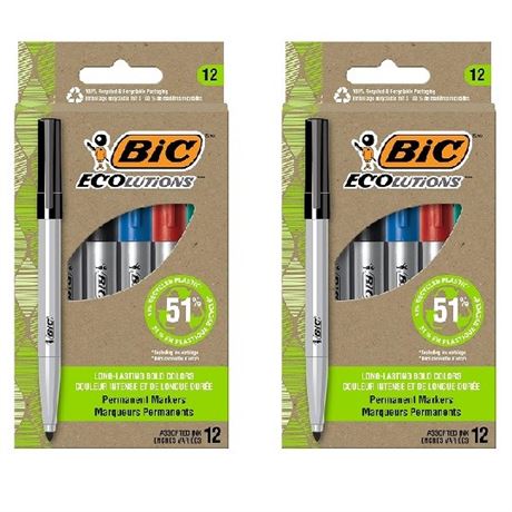 BIC Ecolutions Permanent Marker 12 Pack X2