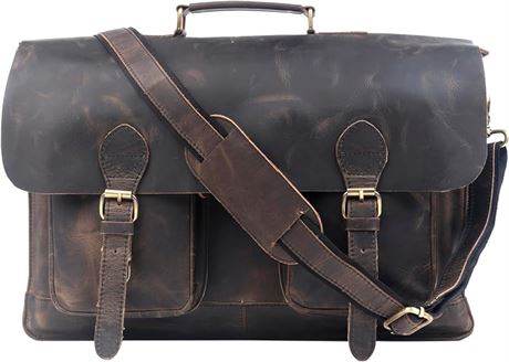 Tuzech Retro Buffalo Hunter Leather Laptop Messenger Bag Office Briefcase Colleg