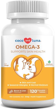Omega 3 6 9 for Dogs, Fish Oil, Flaxseed Oil, DHA EPA Fatty Acids, Brain Health,