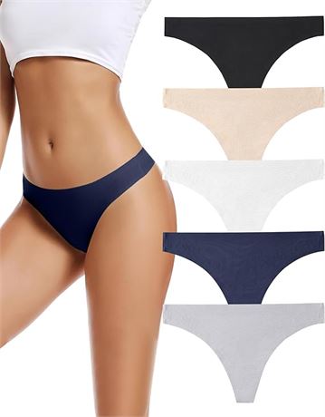 5 VOENXE Seamless Women Underwear Thongs,No Show Ladies Thong,No Line Breathable
