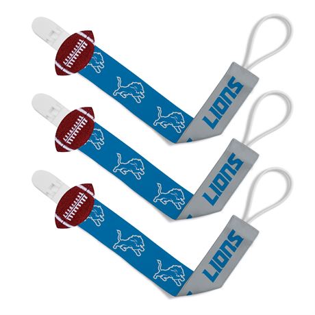 BabyFanatic Officially Licensed Unisex Baby Pacifier Clip 3-Pack NFL Detroit Lio