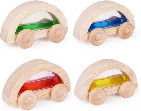 Wooden car Toys 4pc Colorful Wooden Vehicle Set Toy and Pretend Play Toys Fine M