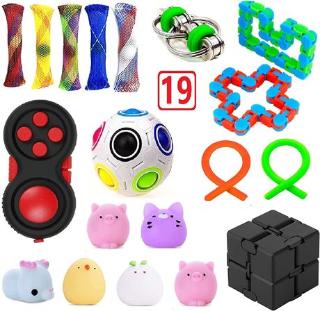 19 Pack Assorted Sensory Fidget Toys Set - Fidget Toys