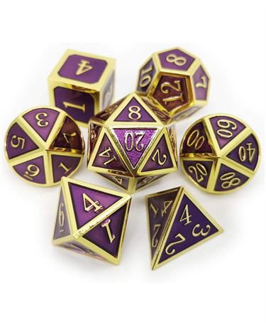 Haxtec D&D Metal Dice Set of 7 Die for Dungeons and Dragons Roleplaying Games-Go
