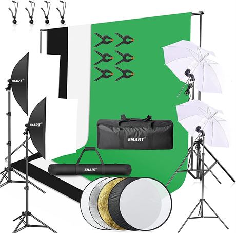 EMART 8.5 x 10 ft Backdrop Support System, Professional Photography Lighting Kit