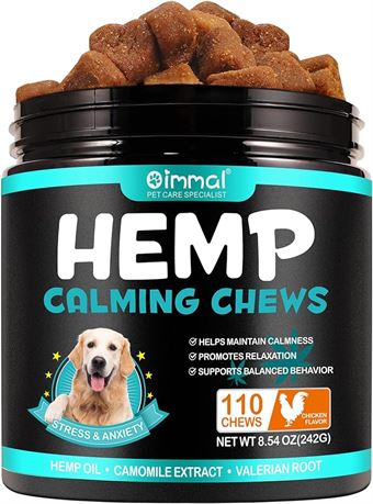 110 Chews - Hemp Calming Chews, Calming Chews for Dogs, Dog Anxiety Relief Treat