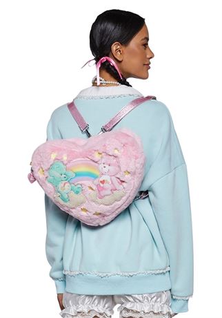 Dolls Kill x Care Bears Lotsa Heart Hoodie Backpack - Pink