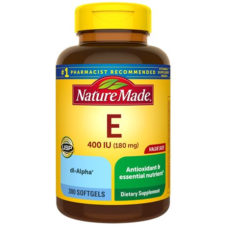 Nature Made Vitamin E 180 Mg (400 IU) Dl-Alpha Softgels Diet...