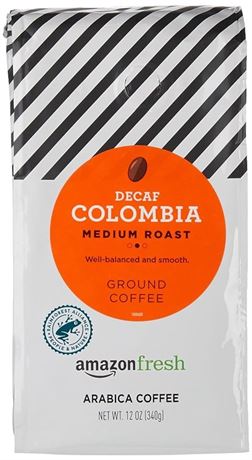 Amazon Fresh Decaf Colombia Ground Coffee, Medium Roast, 12 Ounce (Pack of 3)