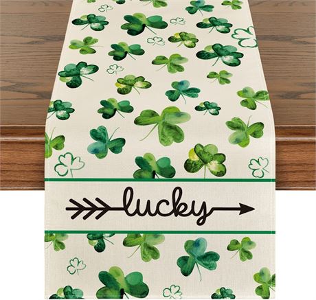 13 x 72Inch - Artoid Mode Lucky Clover Shamrocks Table Runner, St. Patrick's Day