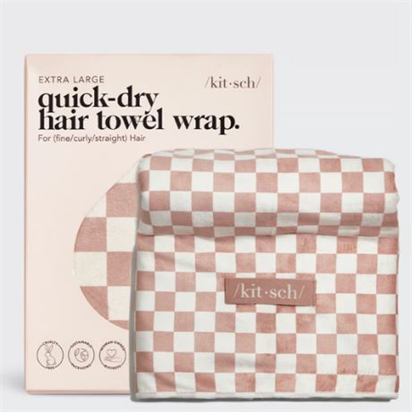 XL Quick-Dry Hair Towel Wrap - Checker