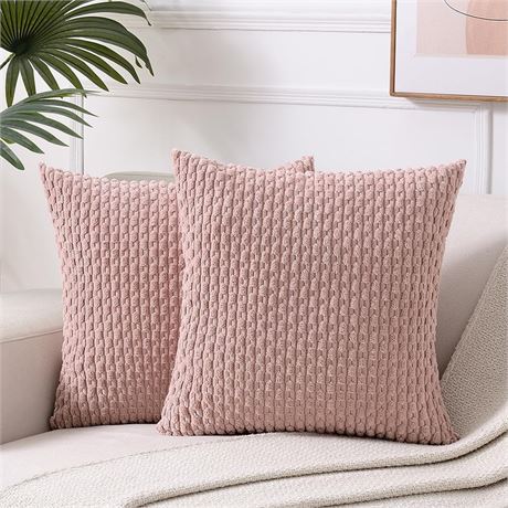 Fancy Homi 2 Packs Blush Pink Decorative Throw Pillow Covers 18x18 Inch